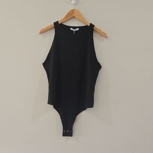 Reoria Black One Piece Sleeveless Bodysuit for Women Solid Opaque 2X